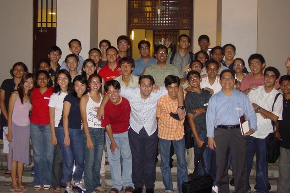 Professor Mariano with students at the Bukit Timah Campus